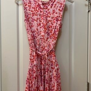Poupette St. Barth Pink Felicia Red Floral Mini Dress